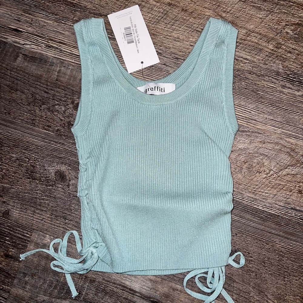 Ribbed Sweater Tie Side Tank Top